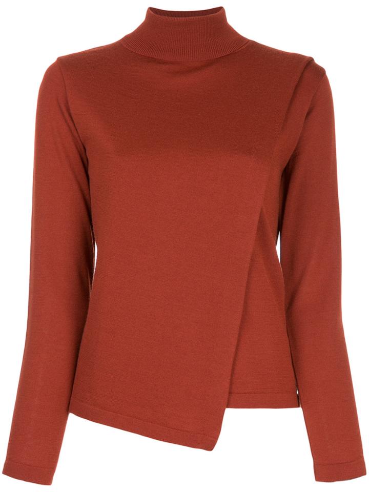 En Route Turtleneck Asymmetric Pullover - Red