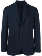 Lardini Two Button Blazer, Men's, Size: 54, Blue, Nylon/polyester/viscose/wool