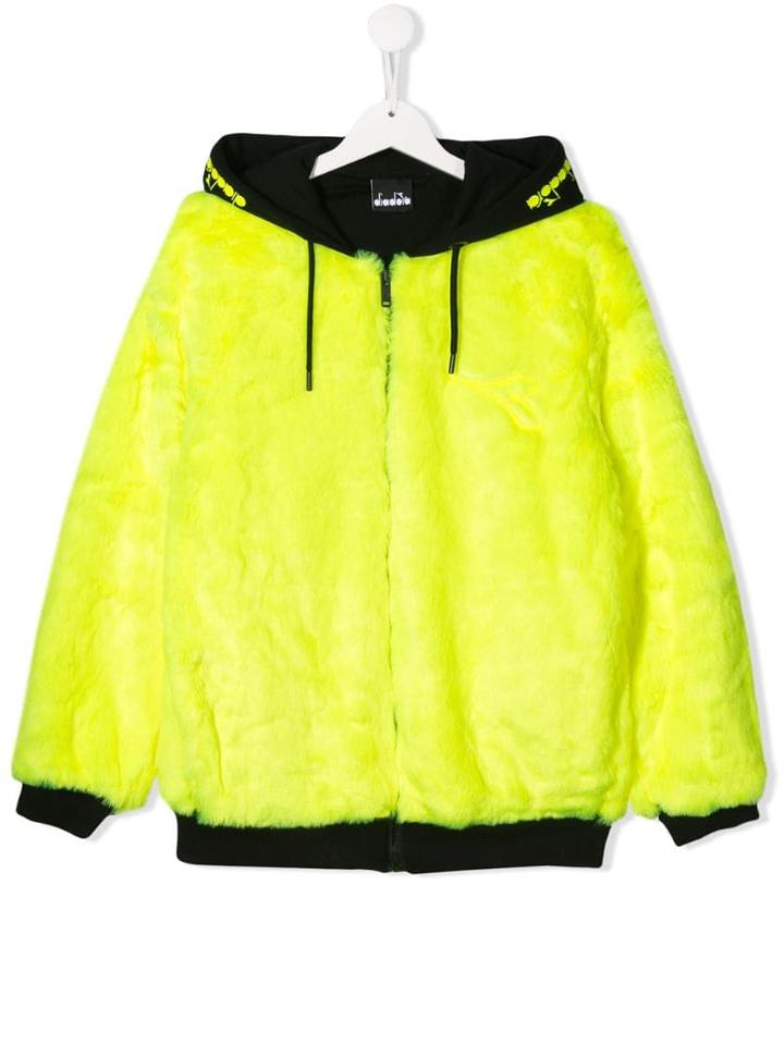 Diadora Junior Faux Fur Hooded Coat - Yellow