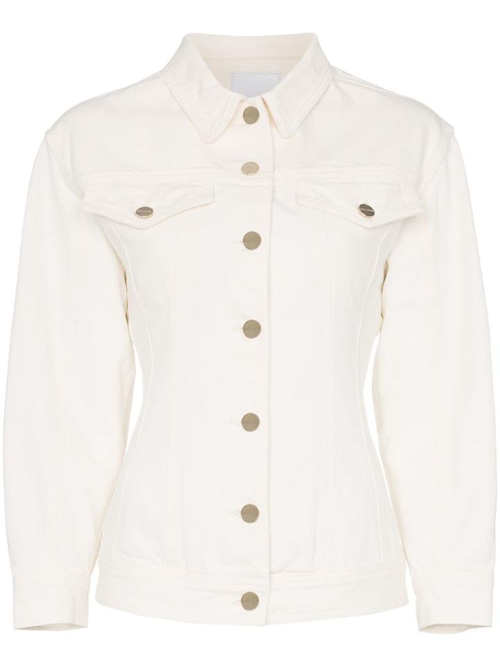 Goldsign Collared Pinched Waist Denim Jacket - Neutrals