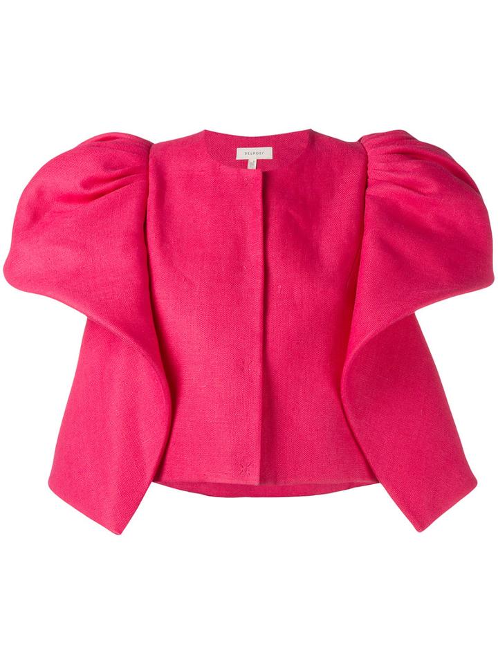 Delpozo - Structured Shoulder Jacket - Women - Cotton/linen/flax - 38, Pink/purple, Cotton/linen/flax