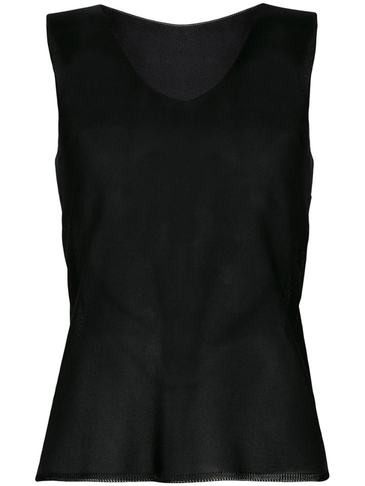Giorgio Armani Semi Sheer Vest Top - Black