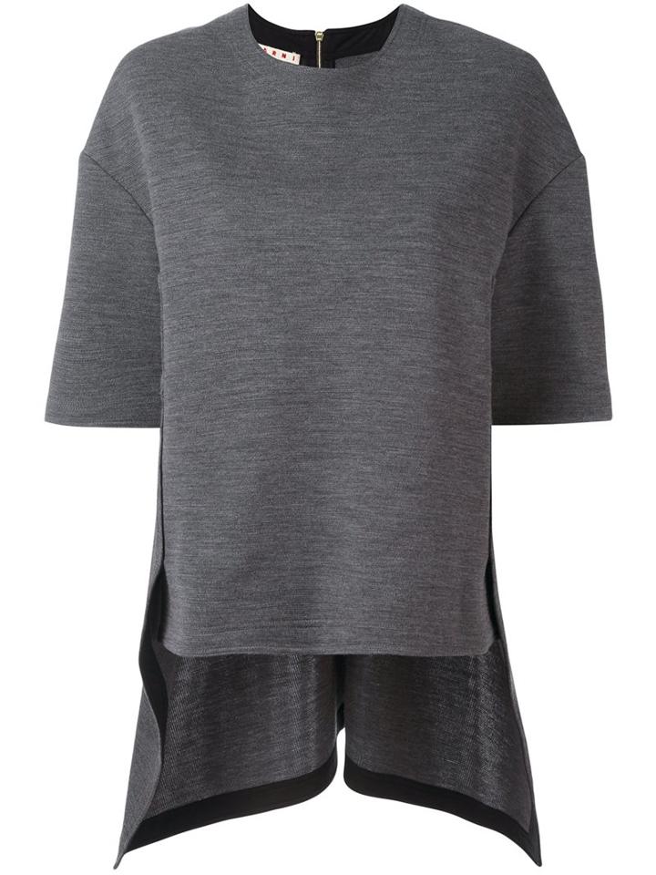 Marni Draped Hem T-shirt, Women's, Size: 42, Grey, Polyamide/virgin Wool