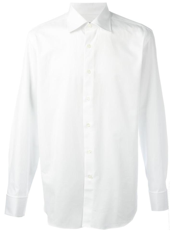 Canali Classic Shirt, Men's, Size: 45, White, Cotton