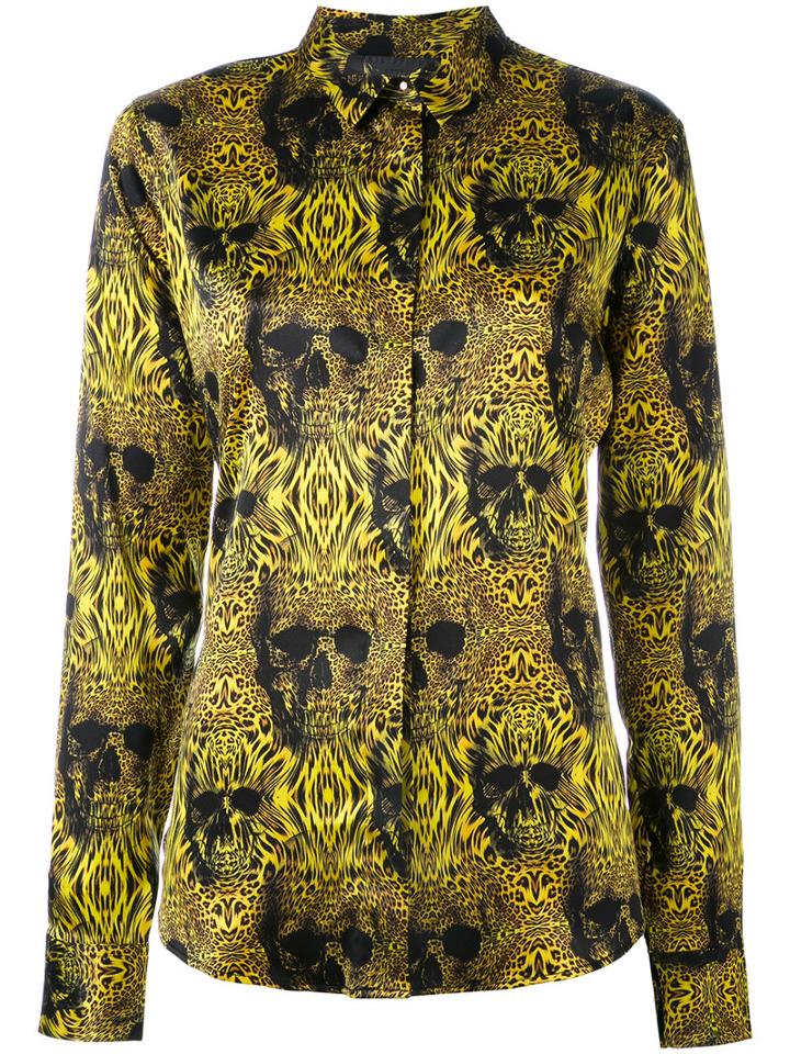 Philipp Plein - Shawn Shirt - Women - Silk/spandex/elastane - L, Yellow/orange, Silk/spandex/elastane