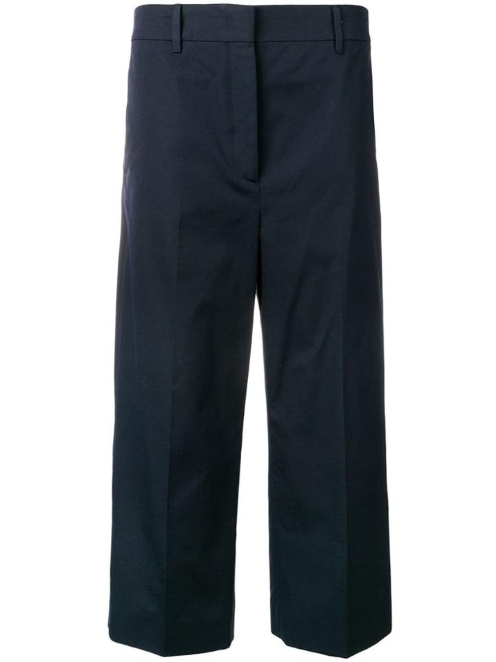 Prada Cropped Wide Leg Trousers - Blue
