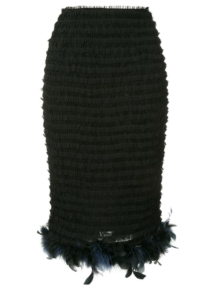 Tu Es Mon Trésor Detachable Feather Mesh Skirt - Black