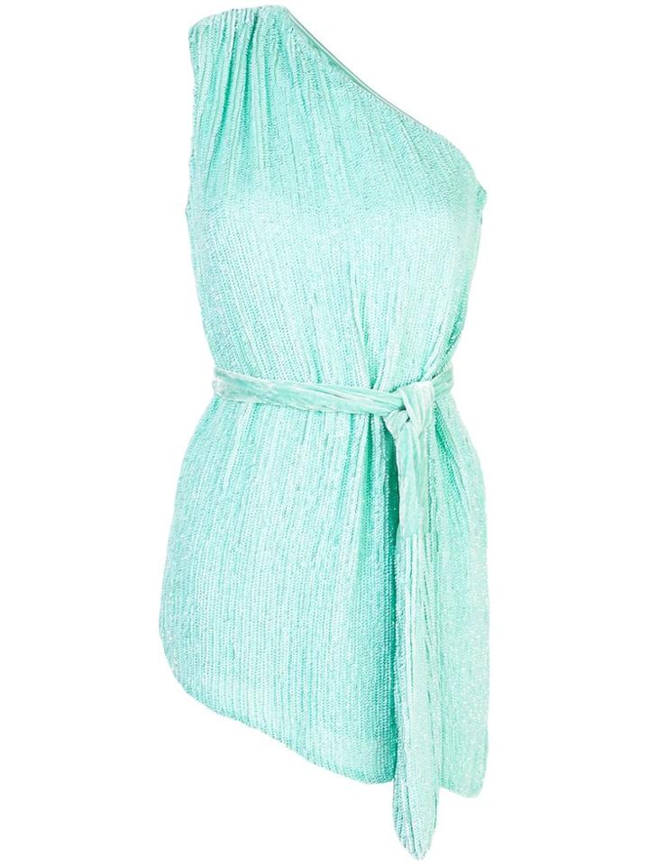 Retrofete Sequin One Shoulder Dress - Green