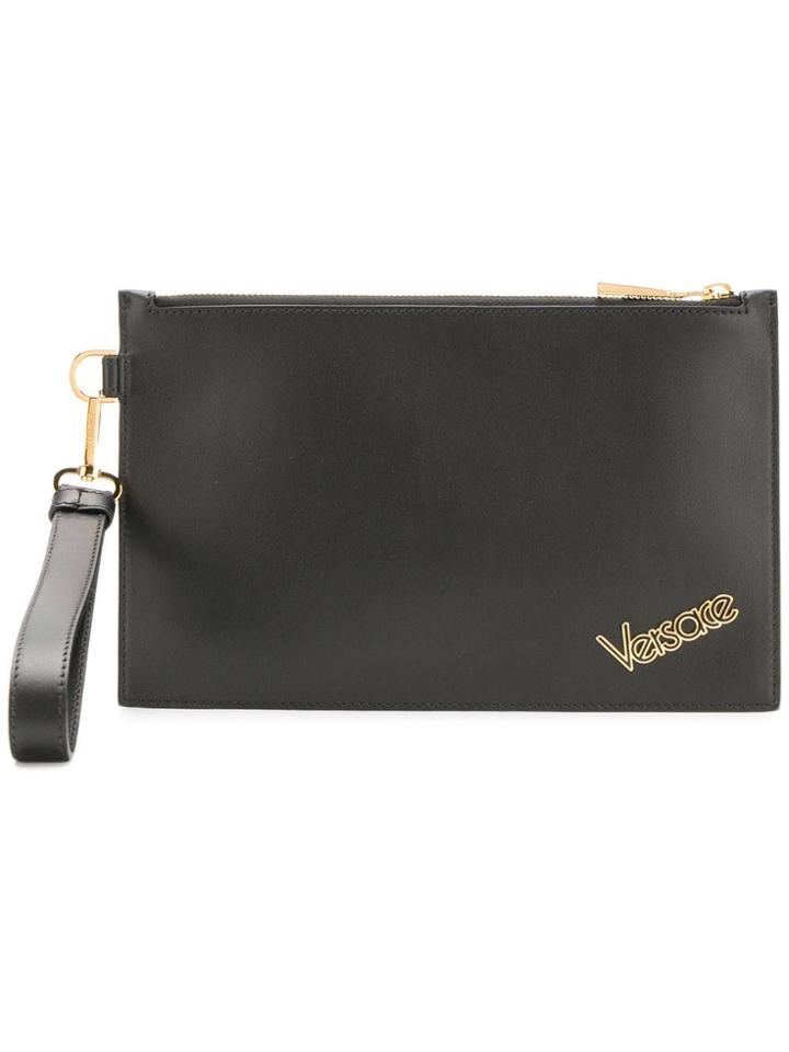 Versace Logo Plaque Clutch Bag - Black