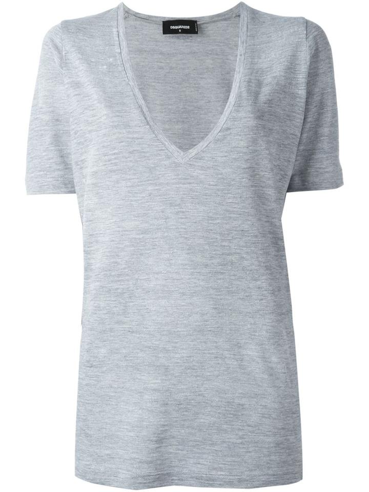 Dsquared2 Deep V-neck T-shirt, Women's, Size: S, Grey, Cotton/viscose