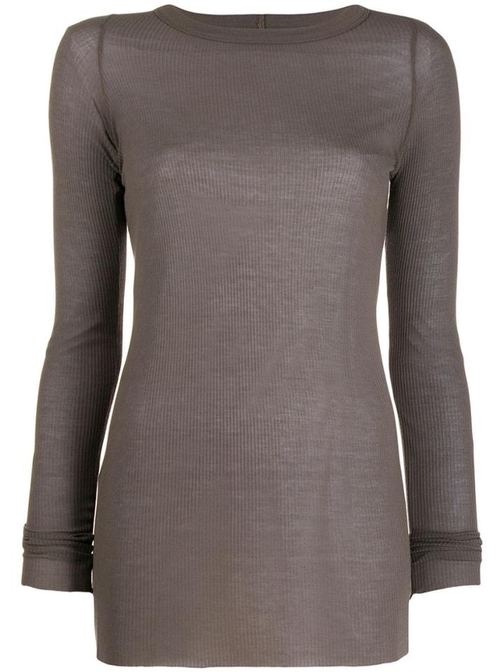 Rick Owens Long Sleeve Ribbed T-shirt - Grey