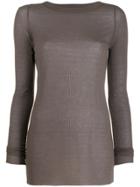 Rick Owens Long Sleeve Ribbed T-shirt - Grey