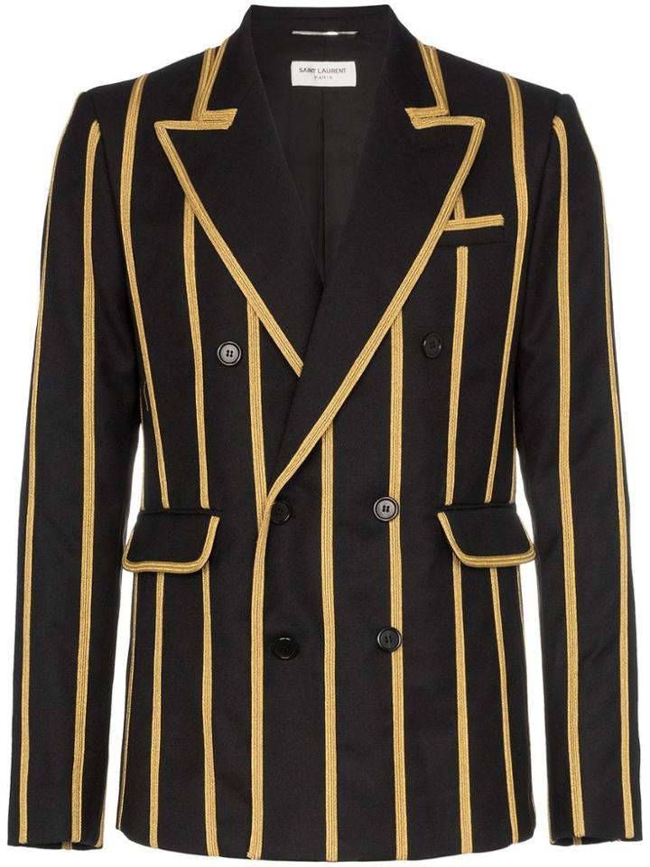 Saint Laurent Metallic Stripe Blazer Jacket - Black