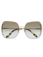 Salvatore Ferragamo Eyewear Gradient Square Frame Sunglasses - Gold