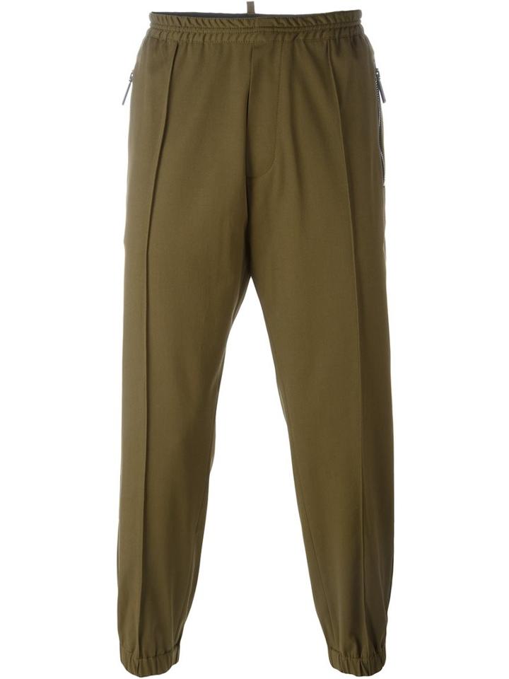 Dsquared2 Tailored Tapered Trousers, Men's, Size: 46, Green, Cotton/spandex/elastane/virgin Wool