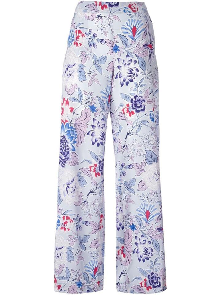 Etro Floral Wide Leg Trousers - Blue