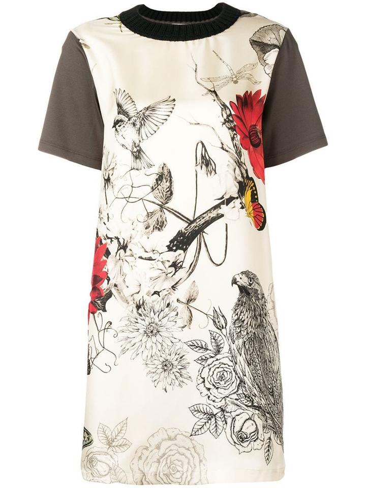 Moncler Bird Print T-shirt Dress - Neutrals