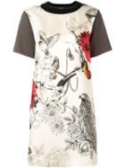 Moncler Bird Print T-shirt Dress - Neutrals