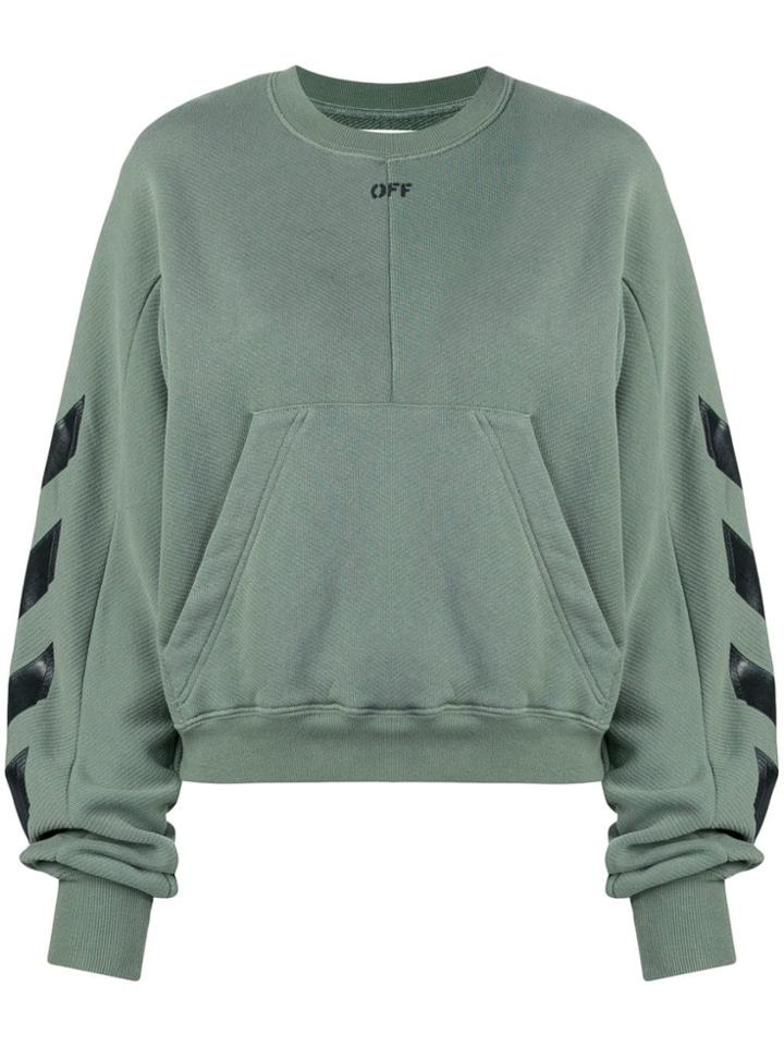 Off-white Diagonal Print Sweatshirt - Green