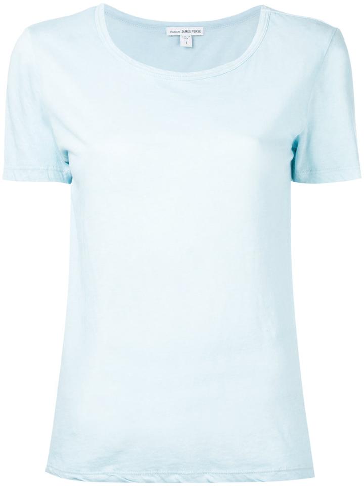James Perse - Round Neck T-shirt - Women - Cotton - 2, Blue, Cotton