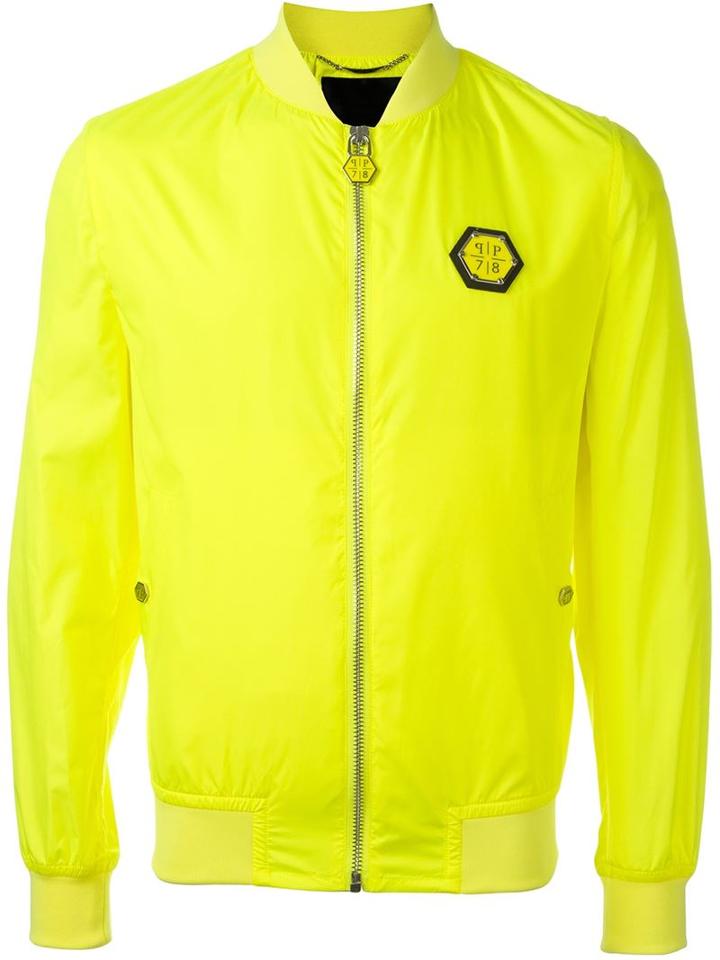 Philipp Plein Gio Bomber Jacket, Men's, Size: M, Yellow/orange, Polyester