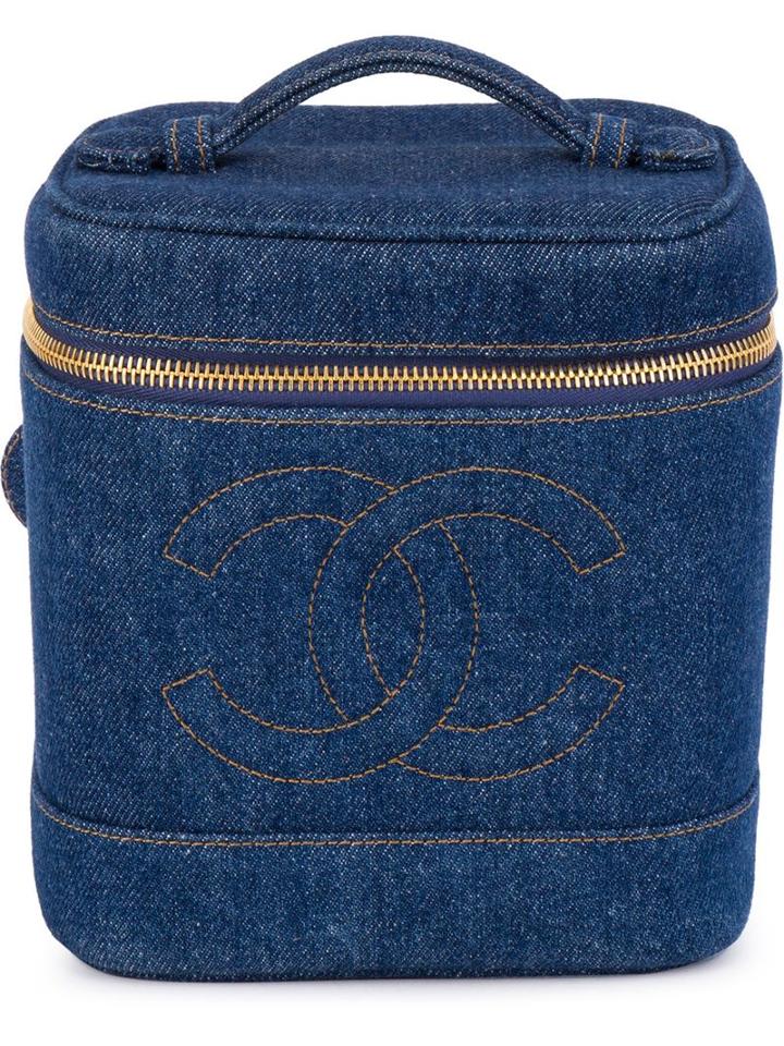 Chanel Vintage Cc Logo Cosmetic Denim Tote