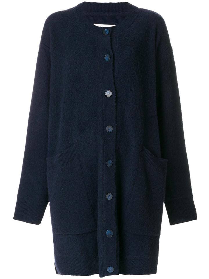Mm6 Maison Margiela Oversized Button Up Cardigan - Blue