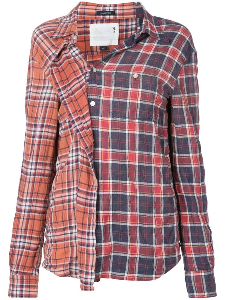 R13 Asymmetric Checked Shirt - Red
