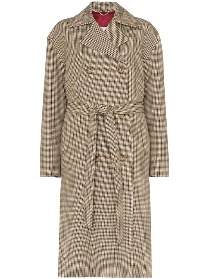 Magda Butrym Hammond Check Belted Coat - Neutrals