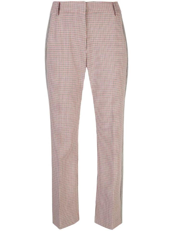 Derek Lam 10 Crosby Cropped Flare Check Trouser With Tuxedo Stripe -