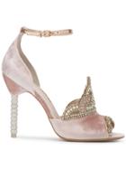 Sophia Webster Pink Velvet Royalty Tiara Embellished 100 Sandals -