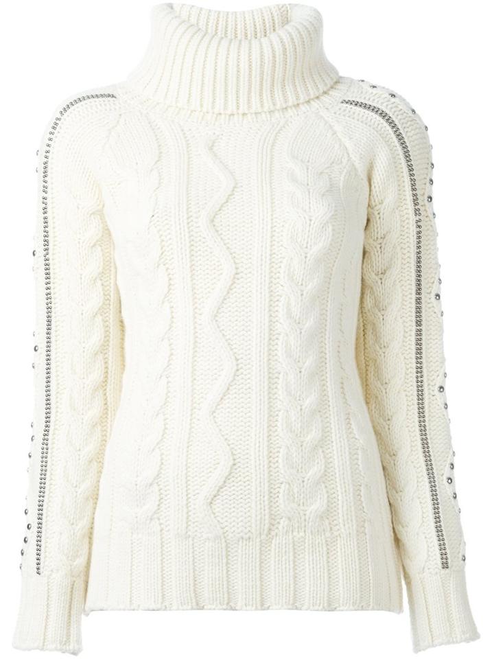 Giada Benincasa Studded Cable Knit Jumper, Women's, Size: Small, Nude/neutrals, Wool