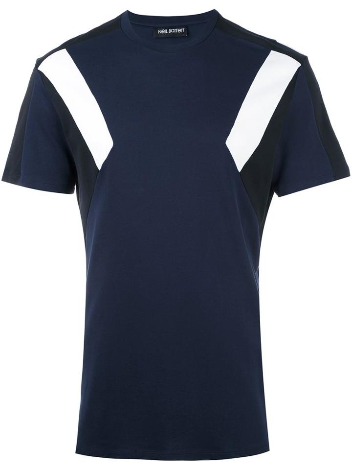 Neil Barrett Panelled T-shirt, Men's, Size: Large, Blue, Cotton