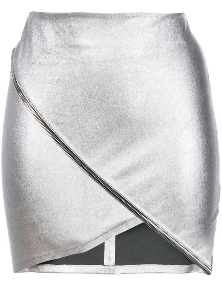 Rta Asymmetric Mini Skirt With Zip Detail - Metallic