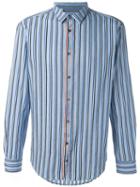 Msgm Striped Shirt, Men's, Size: 40, Blue, Cotton
