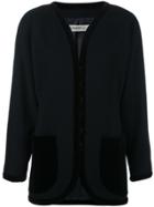 Jean Louis Scherrer Vintage Velvet Trim Cardigan - Black