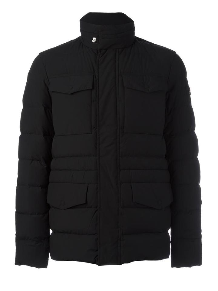 Peuterey High Neck Buttoned Jacket, Men's, Size: Xl, Black, Spandex/elastane/polyamide/feather Down