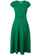 Oscar De La Renta Belted Flared Dress - Green