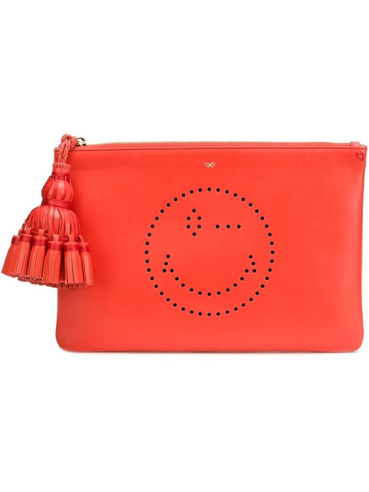 Anya Hindmarch 'smiley' Clutch, Women's, Red