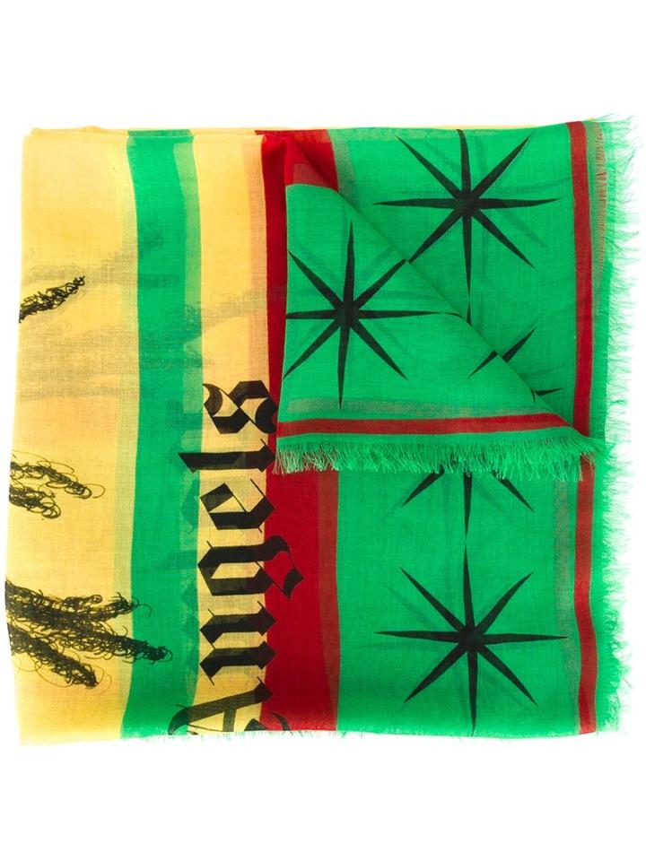 Palm Angels 'rastafari Skull' Scarf, Men's, Cashmere/modal