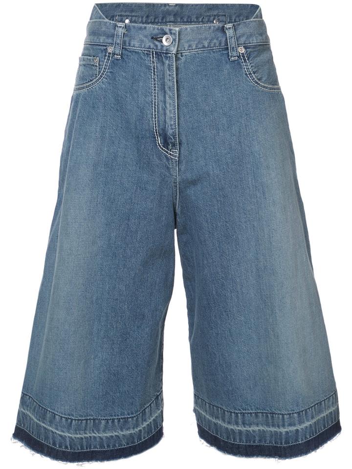 Sacai - High Waisted Culottes - Women - Cotton - 3, Blue, Cotton