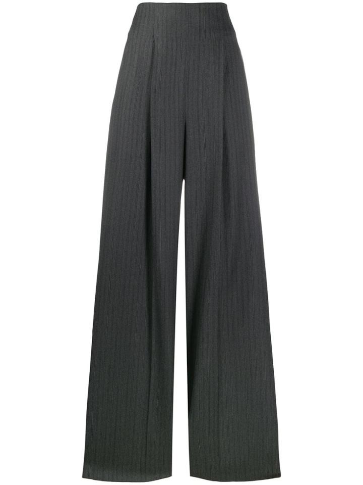 Salvatore Ferragamo Striped Wide-leg Trousers - Grey