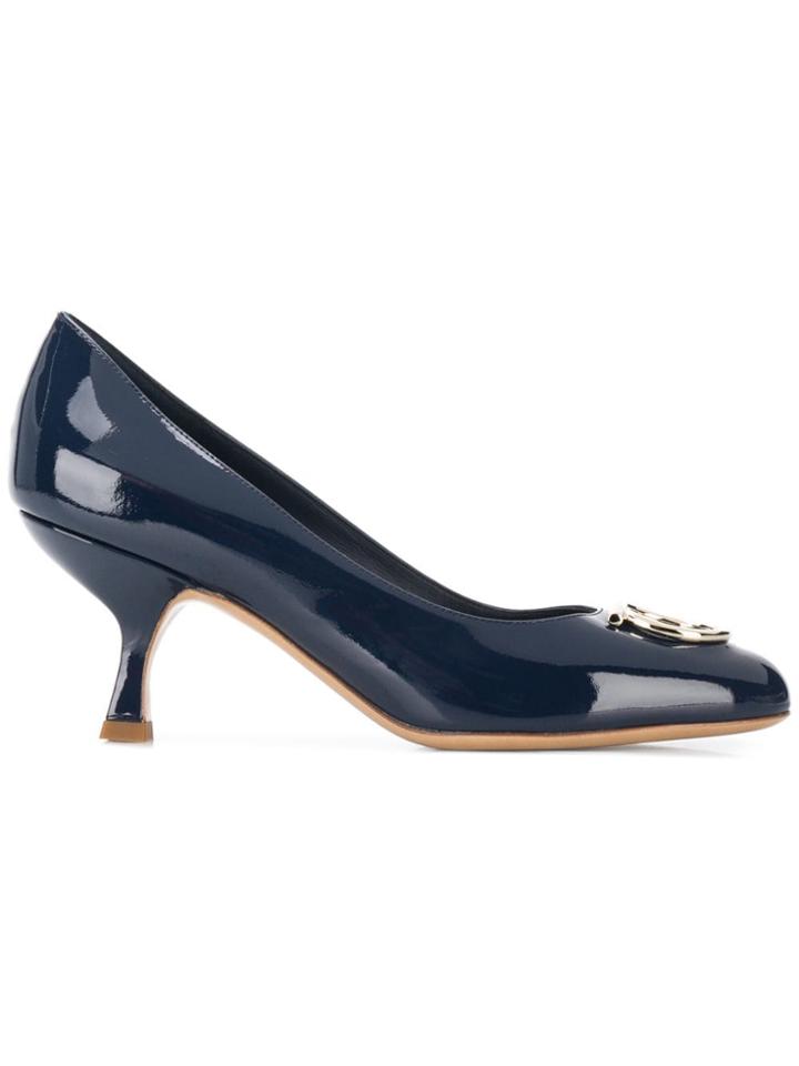 Salvatore Ferragamo Gancini Patent Pumps - Blue