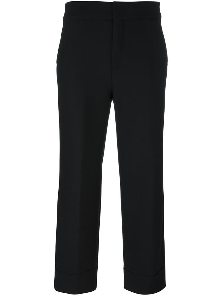 Pt01 Front Pleat Cropped Trousers, Women's, Size: 42, Black, Polyester/spandex/elastane/virgin Wool