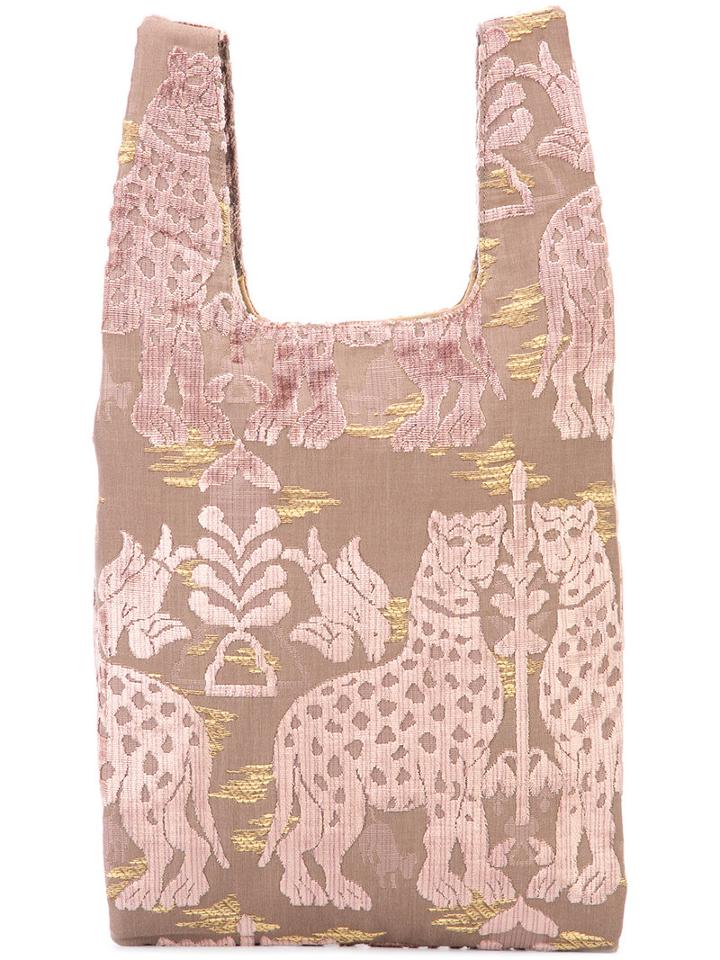 Hayward Patterned Shopper Tote, Women's, Brown, Calf Suede/silk Velvet