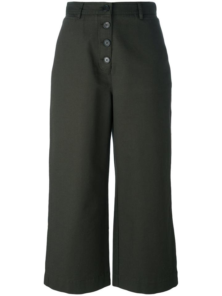 Proenza Schouler High-waisted Cropped Trousers, Women's, Size: 6, Green, Cotton