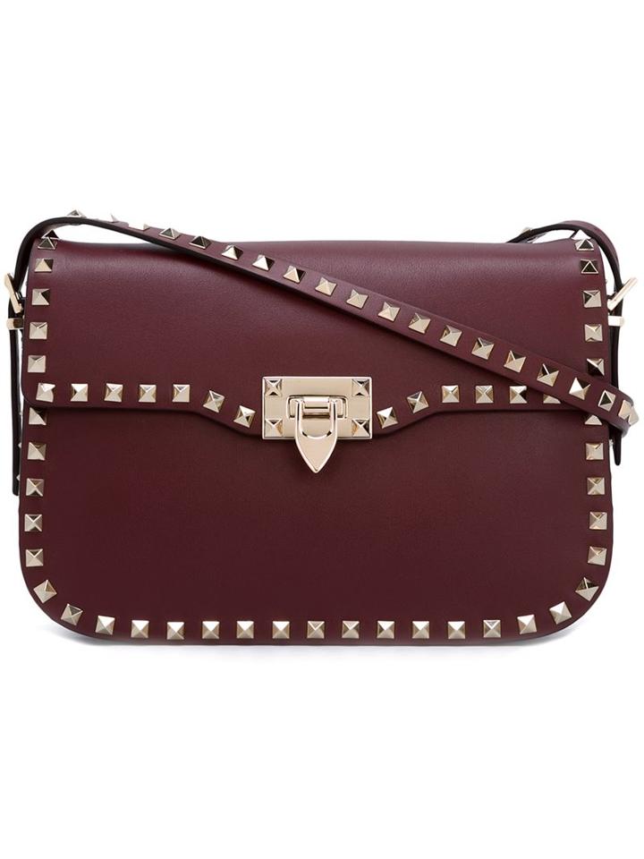 Valentino 'rockstud' Flip-lock Shoulder Bag, Women's, Pink/purple
