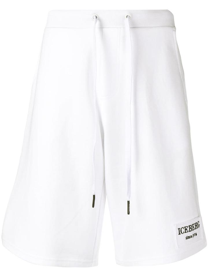 Iceberg Logo Print Track Shorts - White