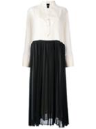 Erika Cavallini Pleated Skirt Monochrome Shirt Dress, Women's, Size: 38, Nude/neutrals, Silk/polyester
