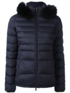 Duvetica Fur Trim Puffer Jacket, Women's, Size: 38, Blue, Polyamide/polyurethane/spandex/elastane/feather Down